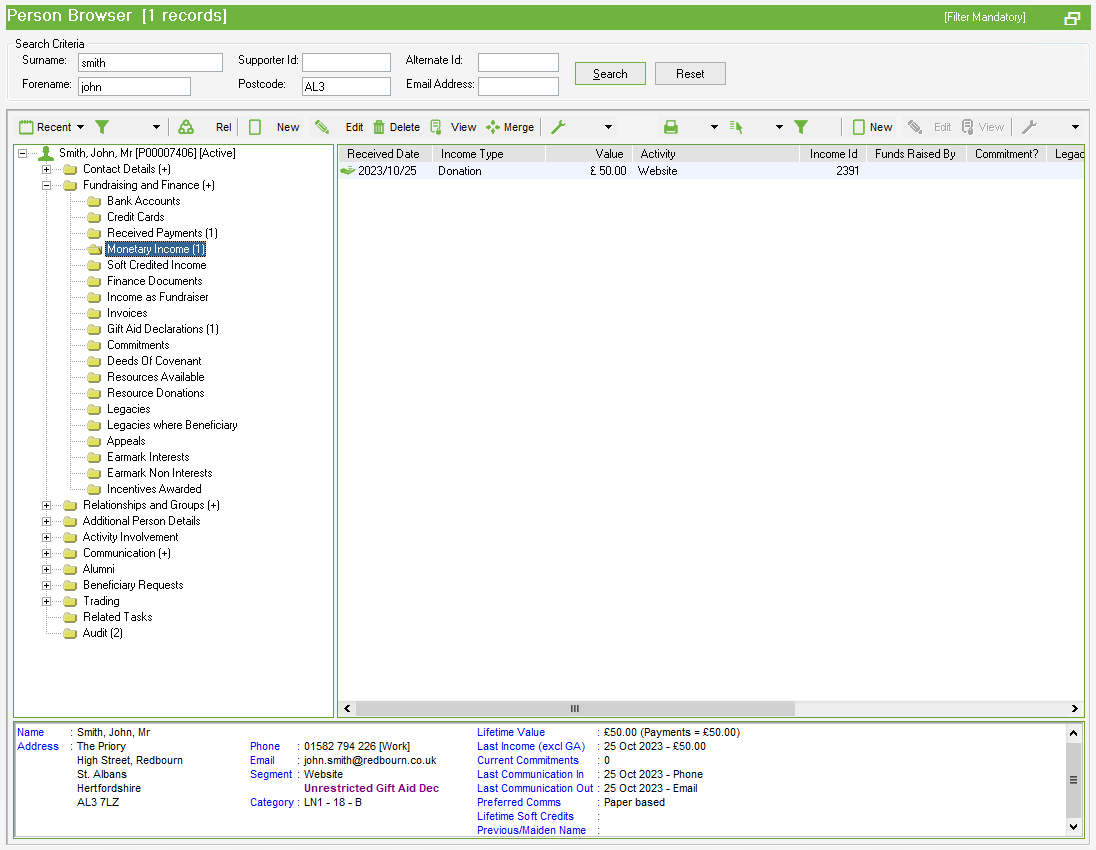 screenshot of AdvantageNFP Fundraiser